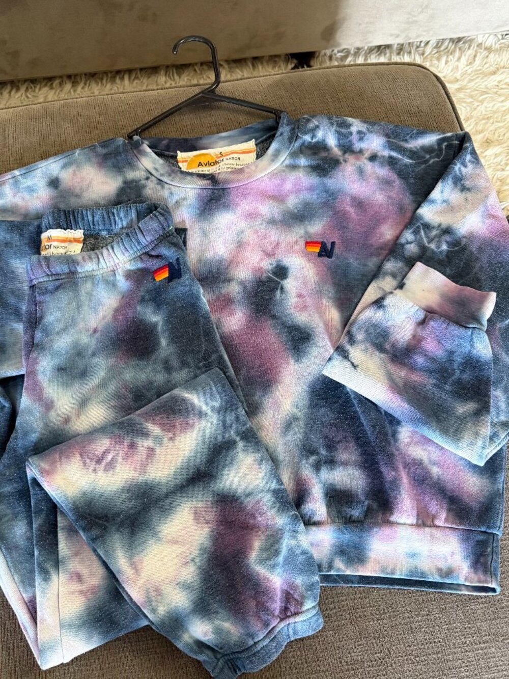 Aviator Nation Tie Dye Set White/Blue/Purple